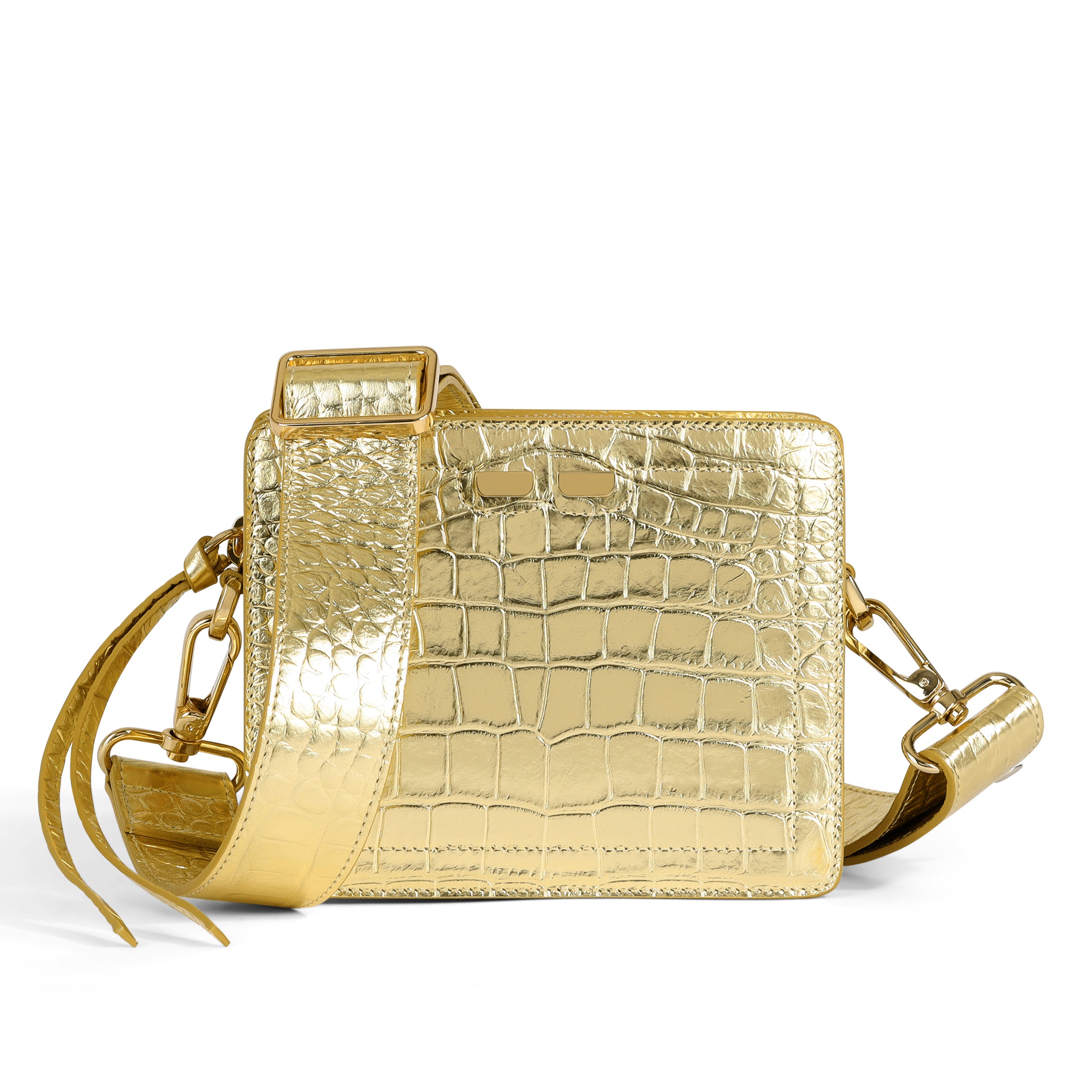 Gold croc hot sale bag