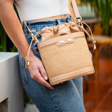 Byrd Bucket in Raffia and Tan