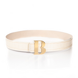 BENE B Leather Belt in Latte Croc