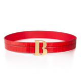 Leather Belt in Red Croc