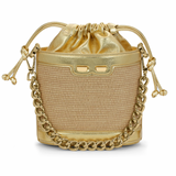 Byrd Bucket in Raffia & Gold