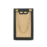 Catherine Cellphone Pouch in Raffia & Black