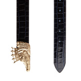 BENE x Alexa Pulitzer King Gator Leather Belt in Navy Croc