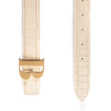 Leather Belt in Latte Croc